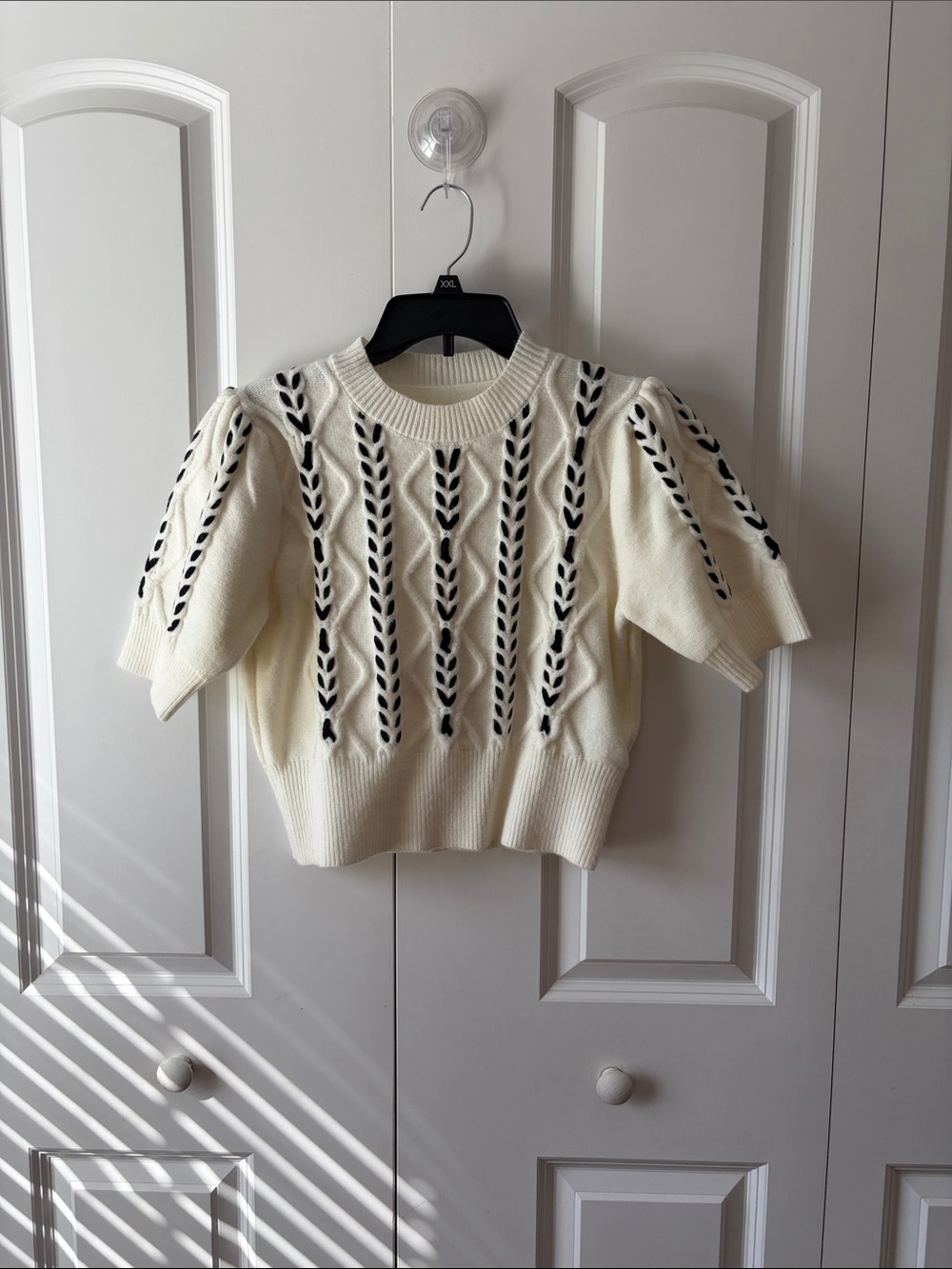 Commense Contrast Binding Cable Knit Top Women's Size Large